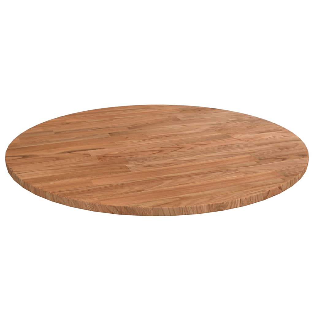 Round Table Top Light Brown Ã ̃50x1.5 cm Treated Solid Wood Oak
