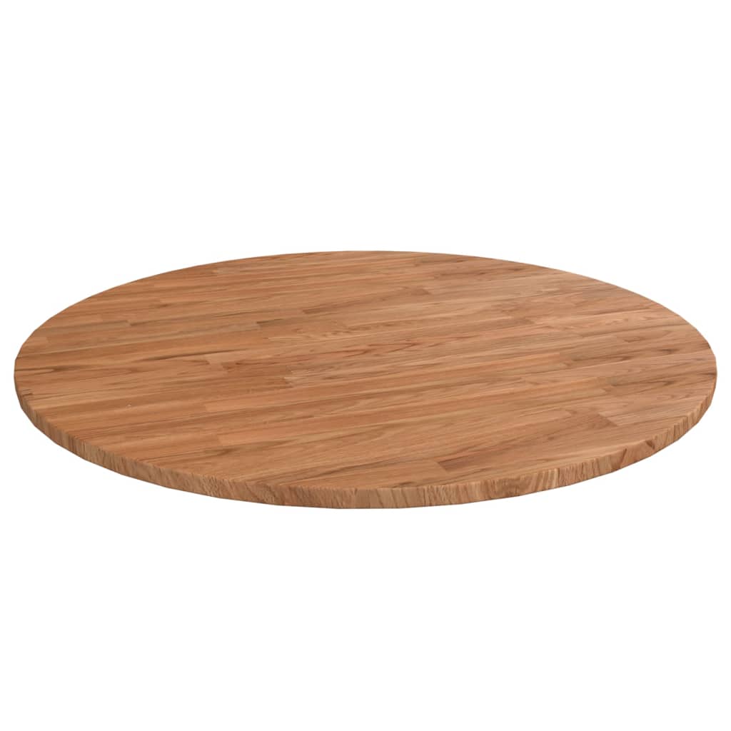 Round Table Top Light Brown Ã ̃80x1.5 cm Treated Solid Wood Oak