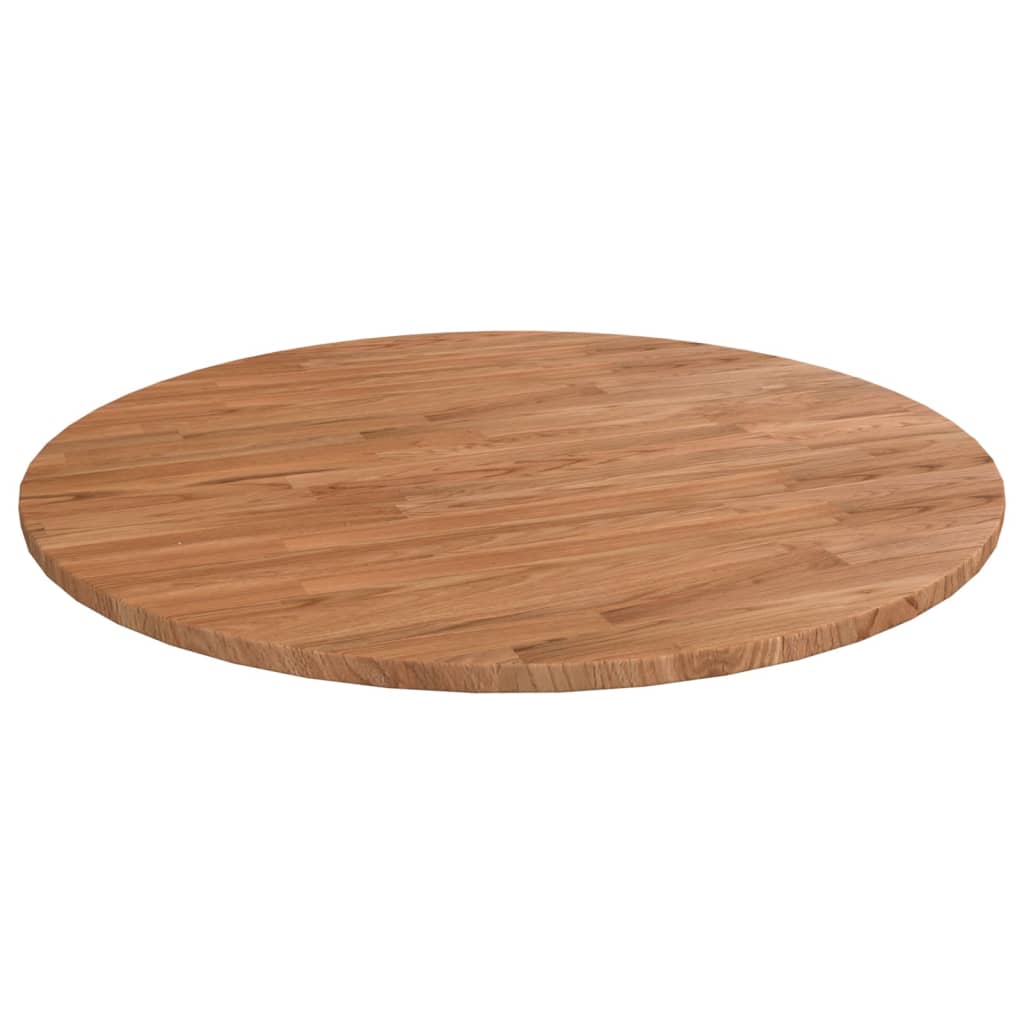 Round Table Top Light Brown Ã ̃90x1.5 cm Treated Solid Wood Oak