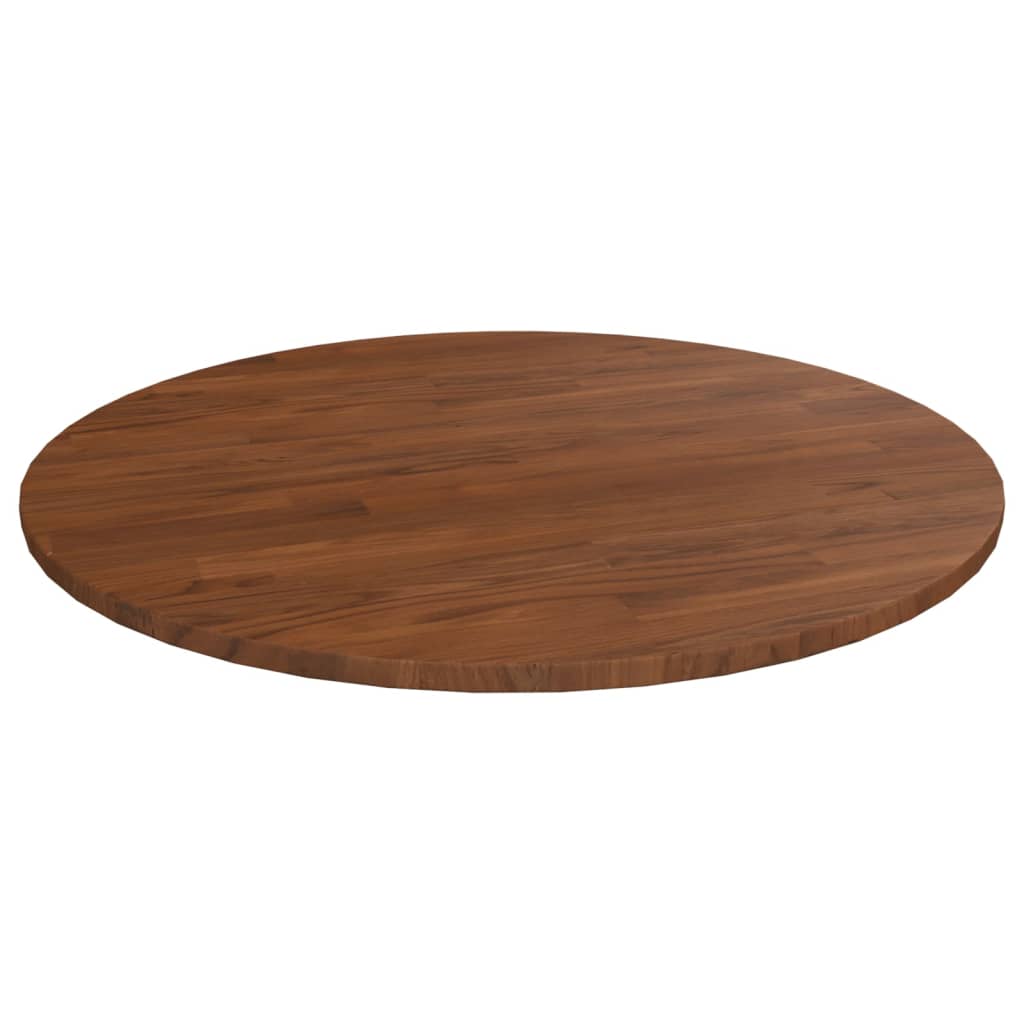Round Table Top Dark Brown 80x1.5cm Treated Solid Wood Oak