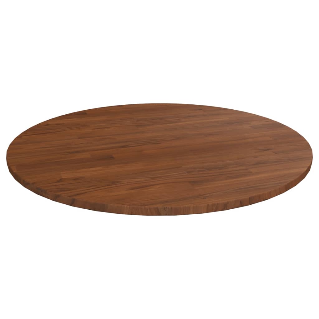 Round Table Top Dark Brown Ã ̃90x1.5 cm Treated Solid Wood Oak