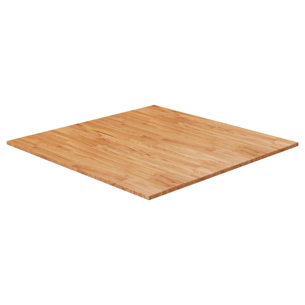 Square Table Top Light Brown 90x90x2.5cm Treated Solid Wood Oak