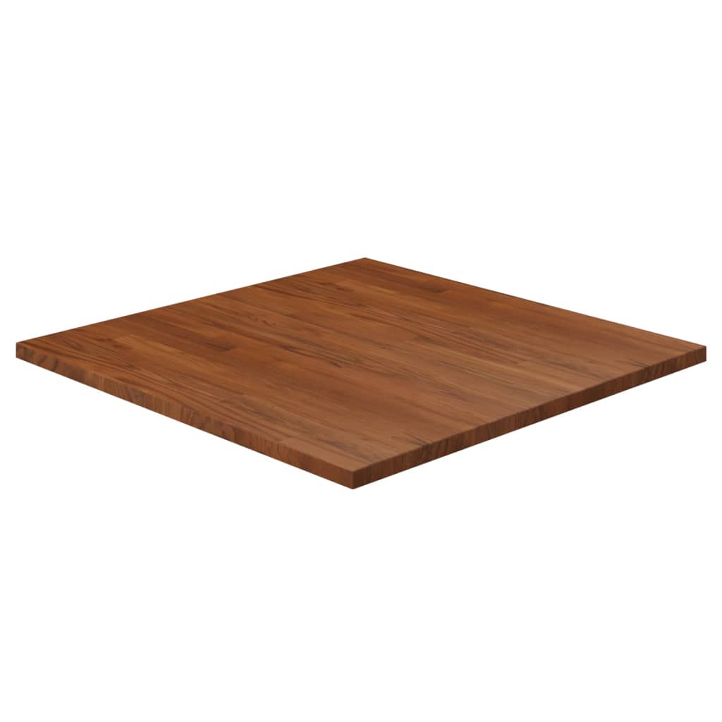 Square Table Top Dark Brown 80x80x2.5cm Treated Solid Wood Oak