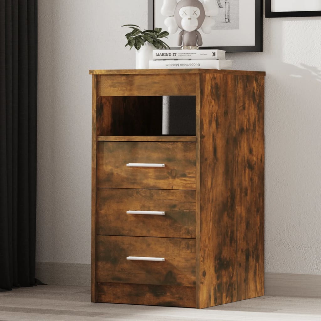 LYNX Oak Finish Chest of Drawers - Small-sized, 3 Drawers