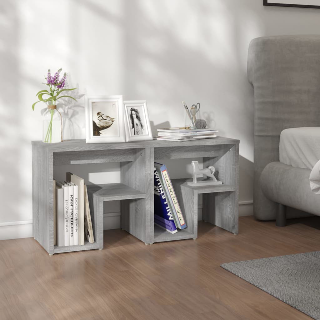 Bedside Table - DAWSON Dallas 2 Piece Nightstand Grey Sonoma 40cm