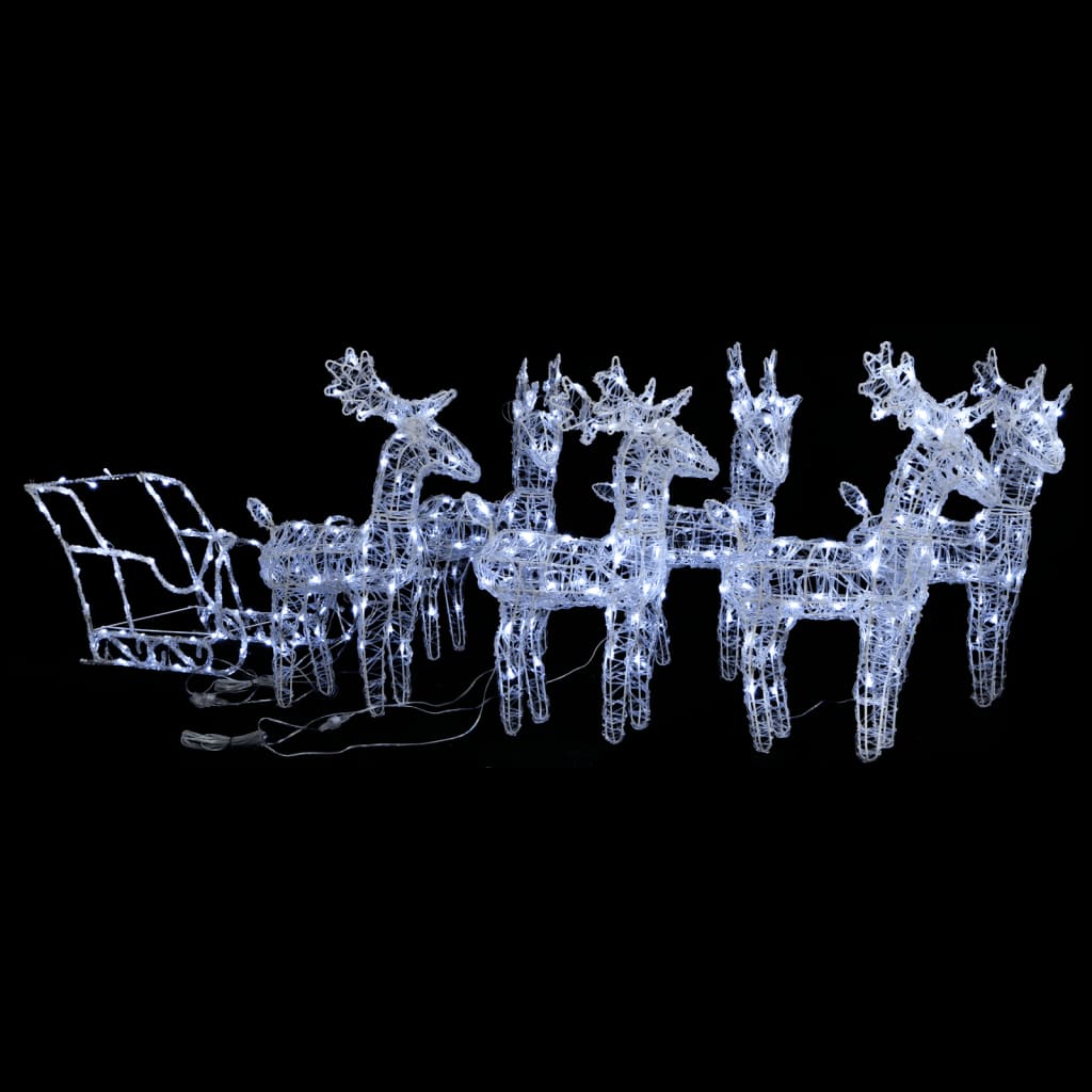 Roche Acrylic Reindeers Sleigh Decoration 320 LEDs