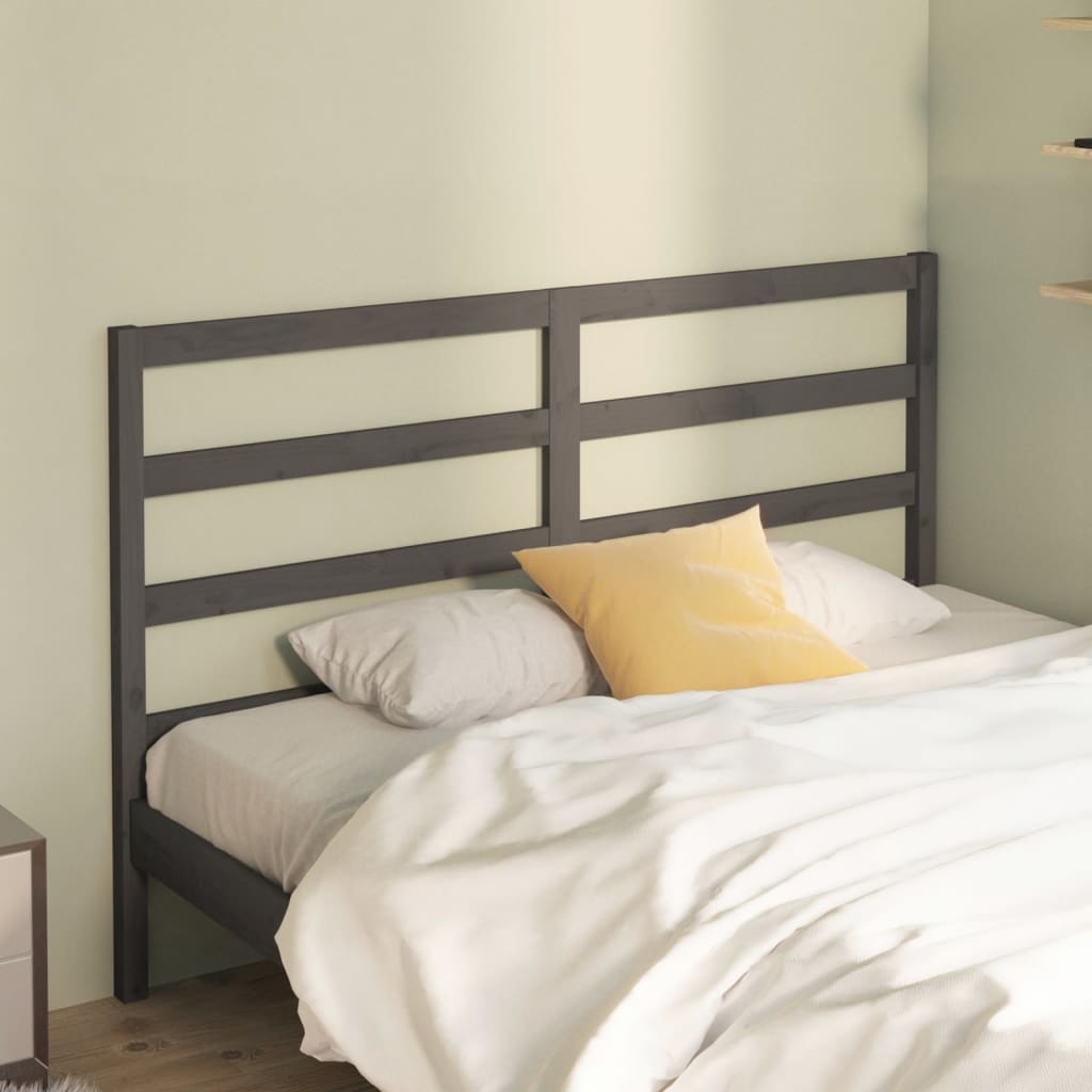 Bed Headboard Grey 126x4x100cm Solid Wood Pine