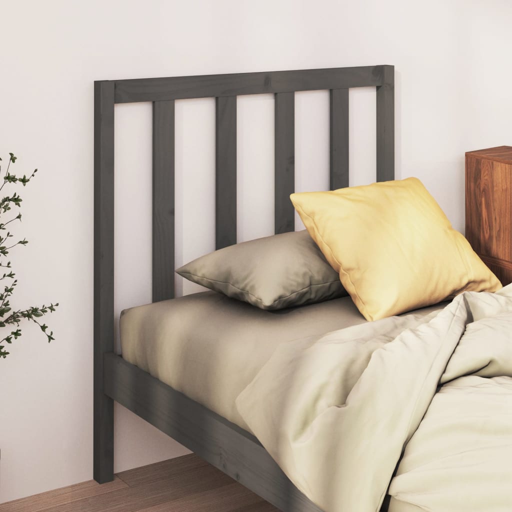 Bed Headboard Grey 96x4x100cm Solid Wood Pine