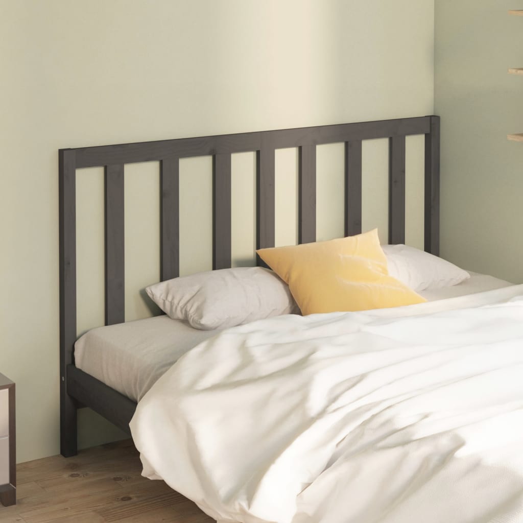 Bed Headboard Grey 126x4x100 cm Solid Wood Pine