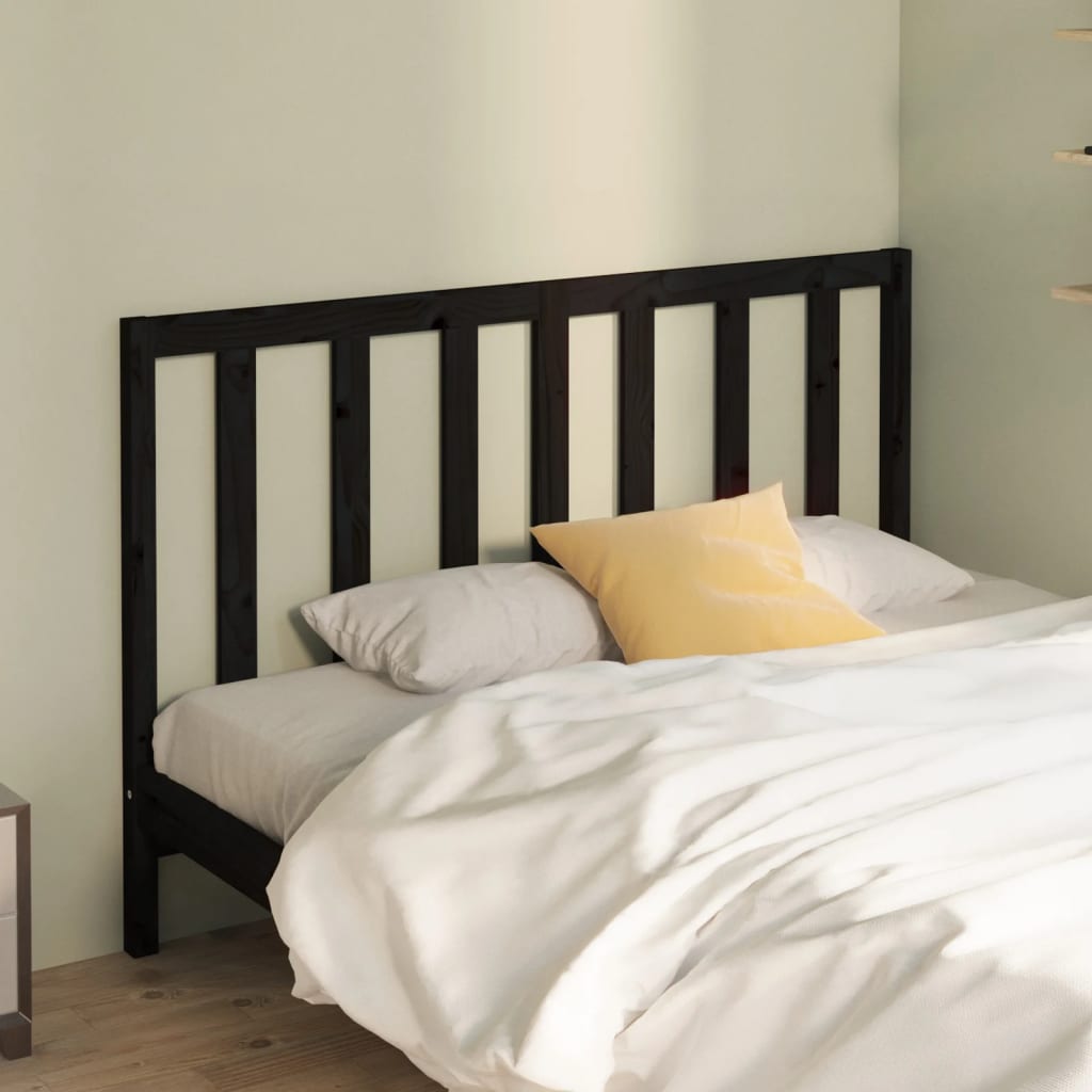 Bed Headboard Black 166x4x100cm Solid Wood Pine