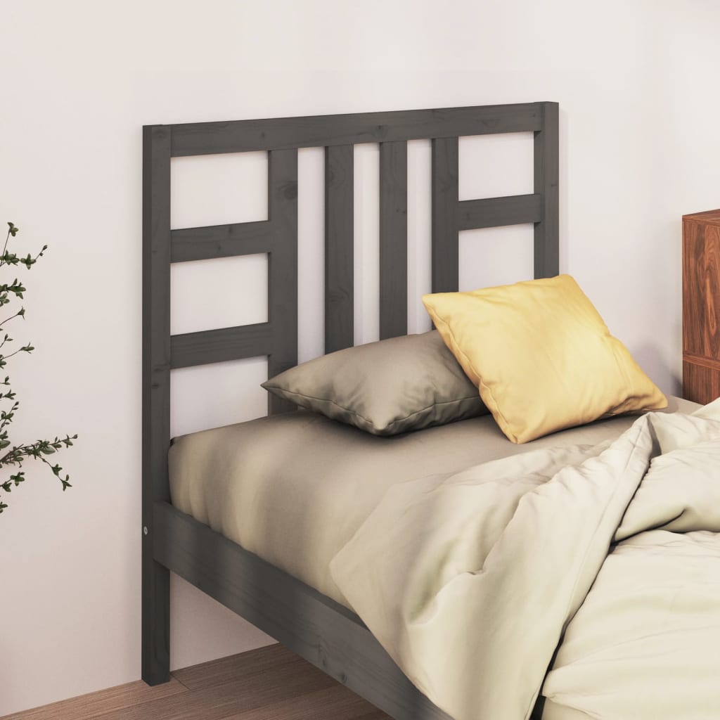 Bed Headboard Grey 106x4x100cm Solid Wood Pine