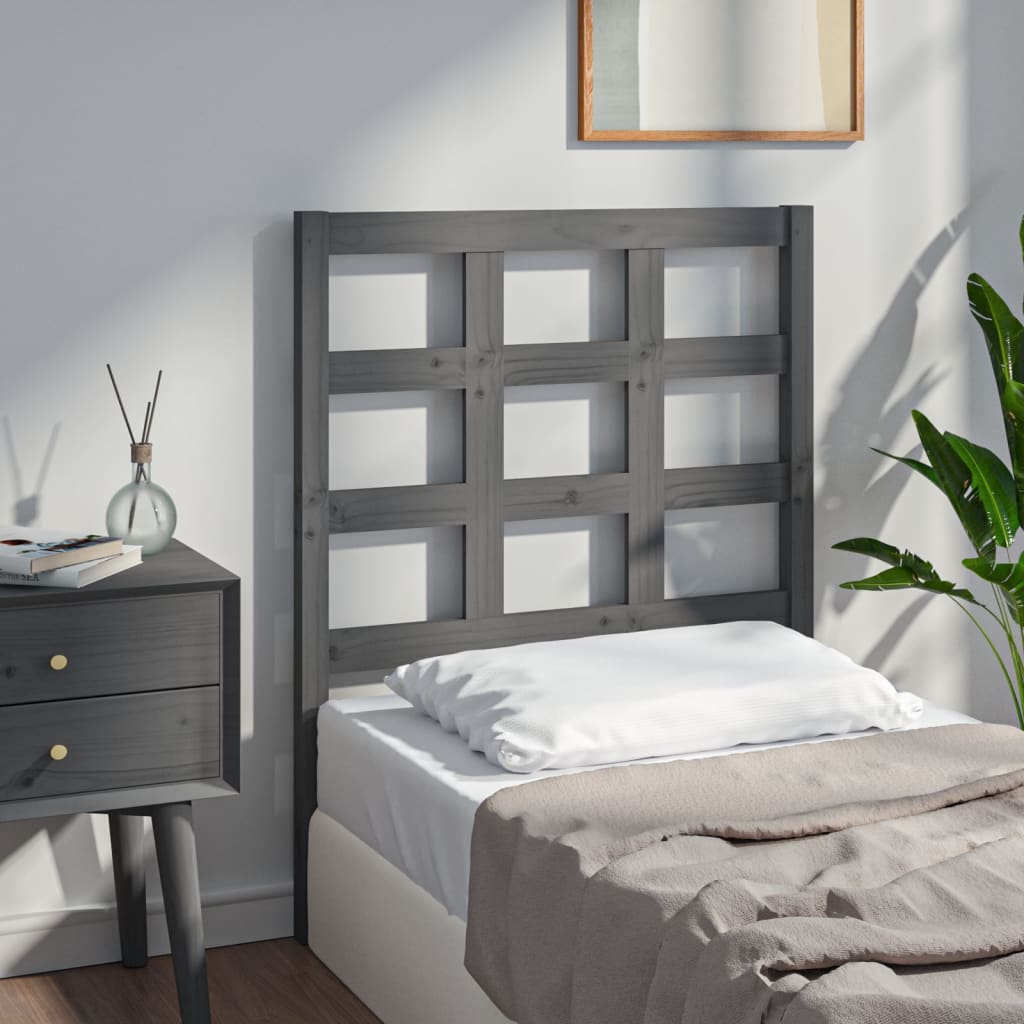 Bed Headboard Grey 80.5x4x100cm Solid Wood Pine