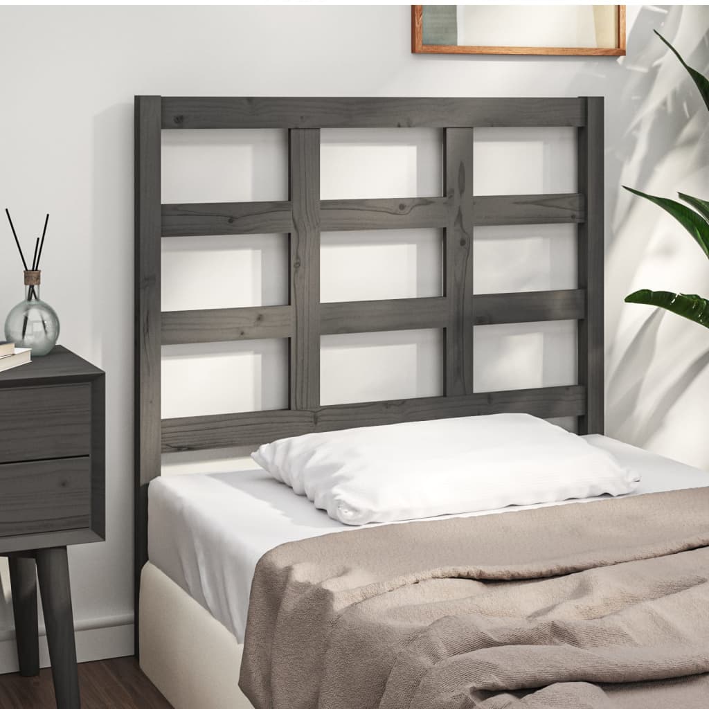Bed Headboard Grey 105.5x4x100 cm Solid Wood Pine