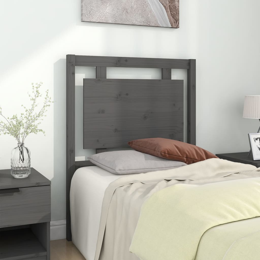 Bed Headboard Grey 80.5x4x100cm Solid Pine Wood