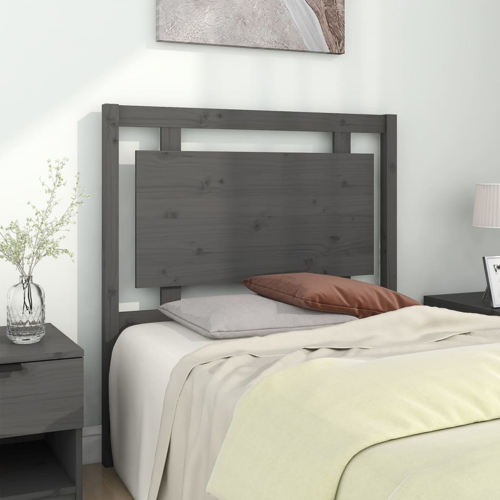 Bed Headboard Grey 95.5x4x100cm Solid Pine Wood