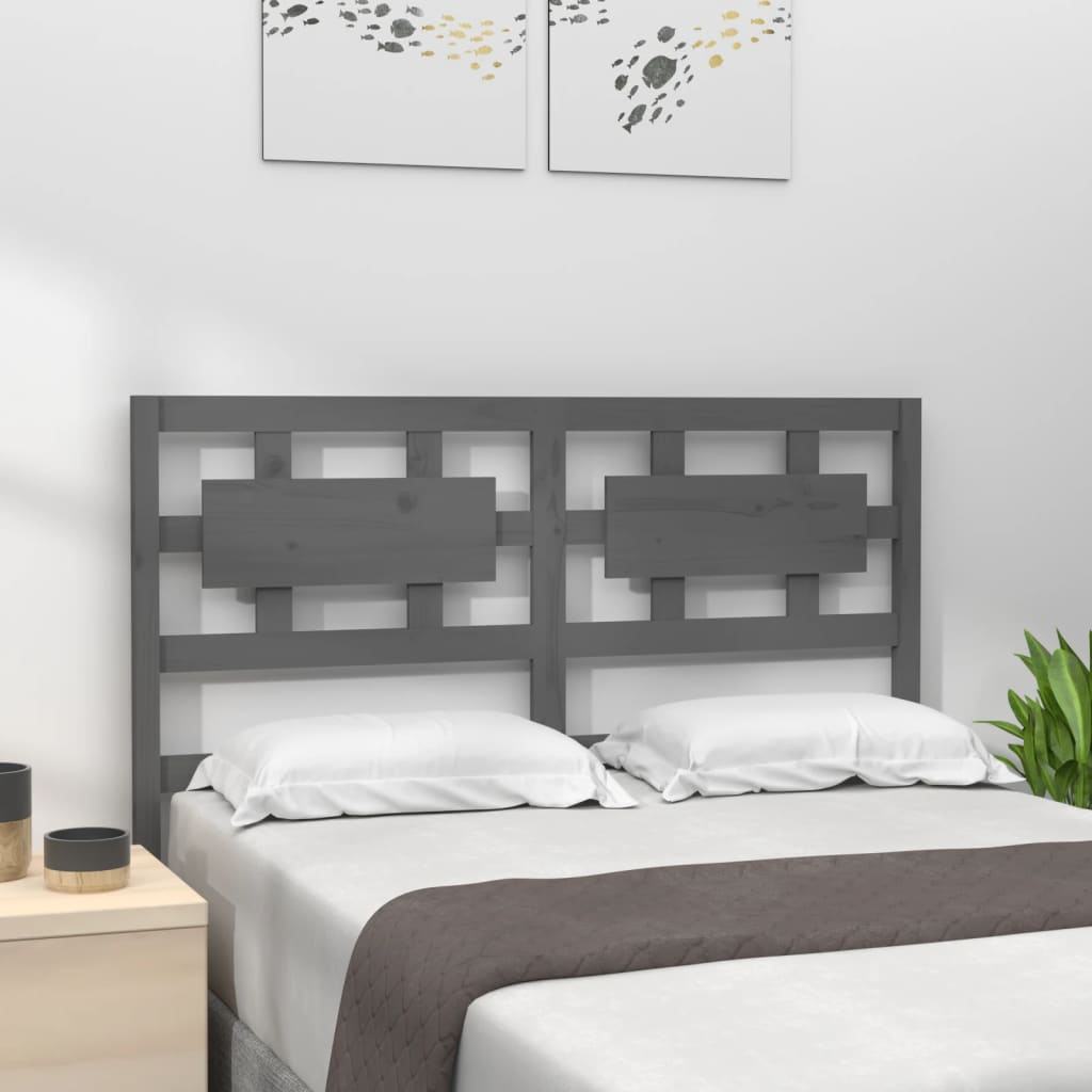 Bed Headboard Grey 125.5x4x100cm Solid Wood Pine
