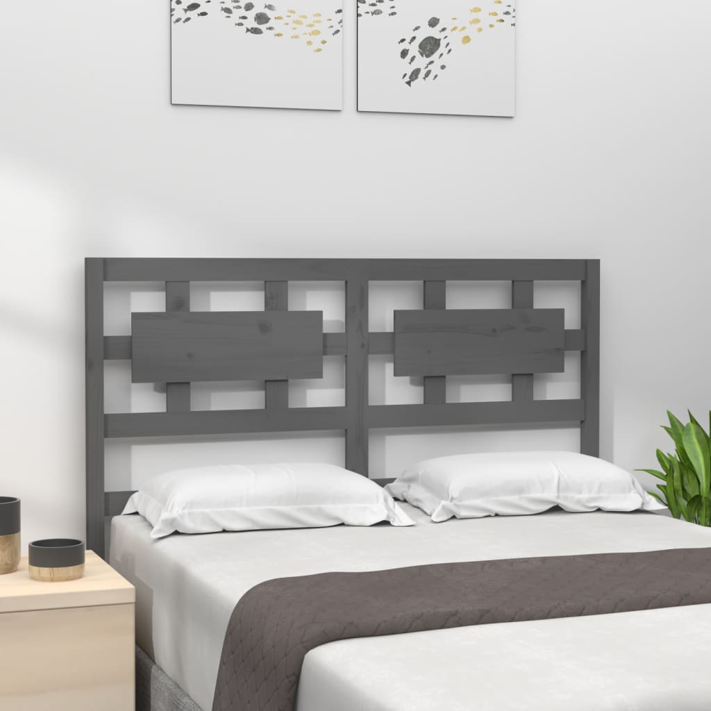 Bed Headboard Grey 165.5x4x100 cm Solid Wood Pine