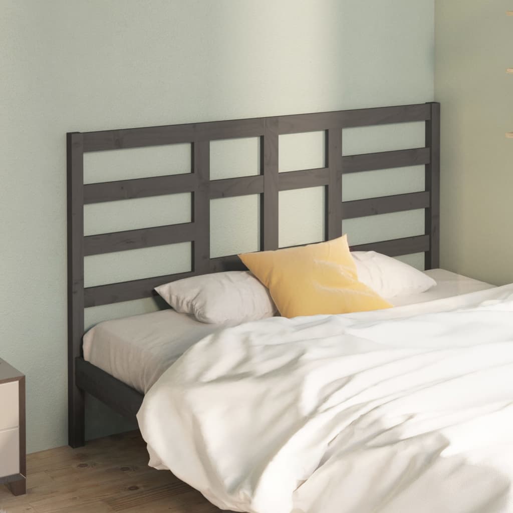 Bed Headboard Grey 146x4x104cm Solid Wood Pine