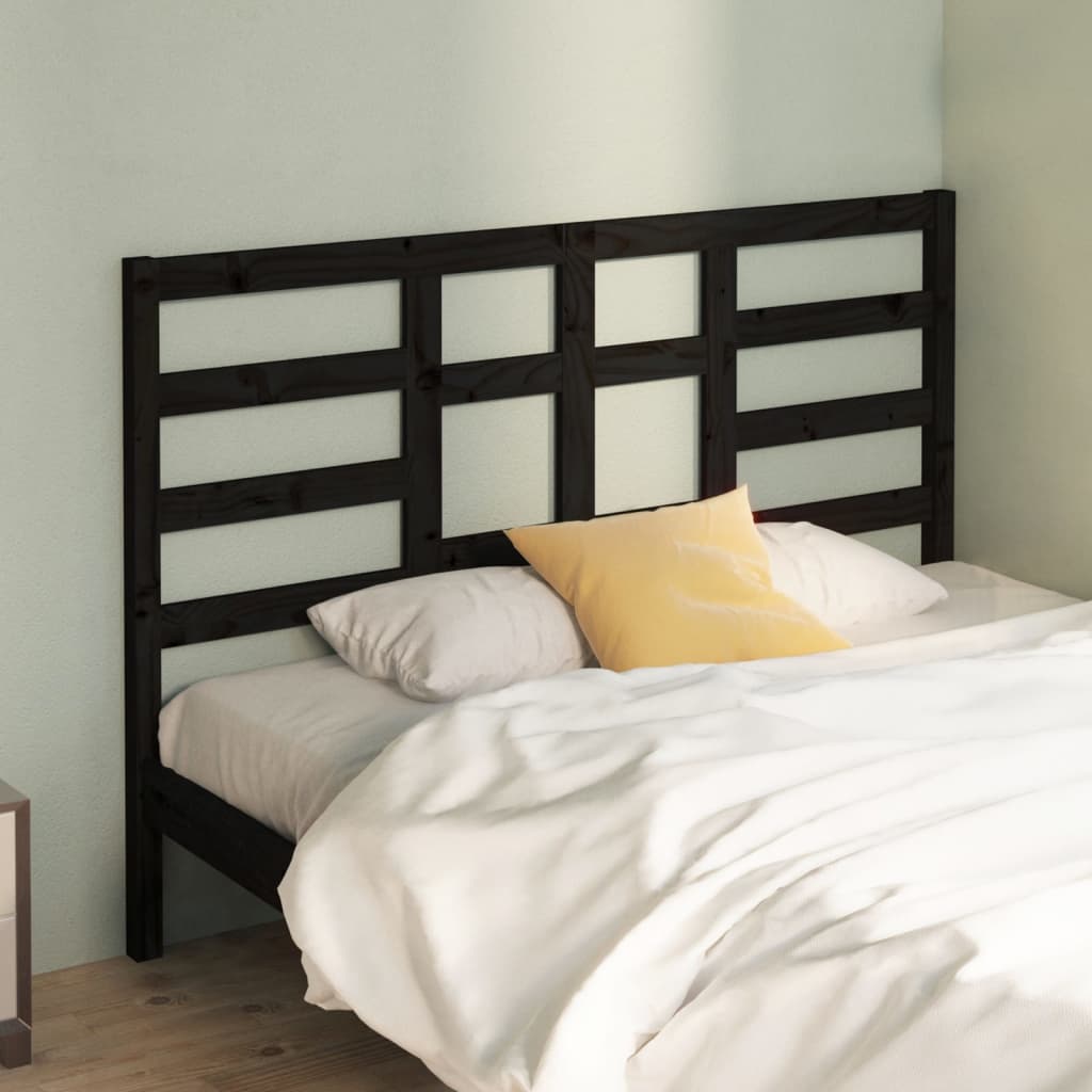 Bed Headboard Black 166x4x104cm Solid Wood Pine