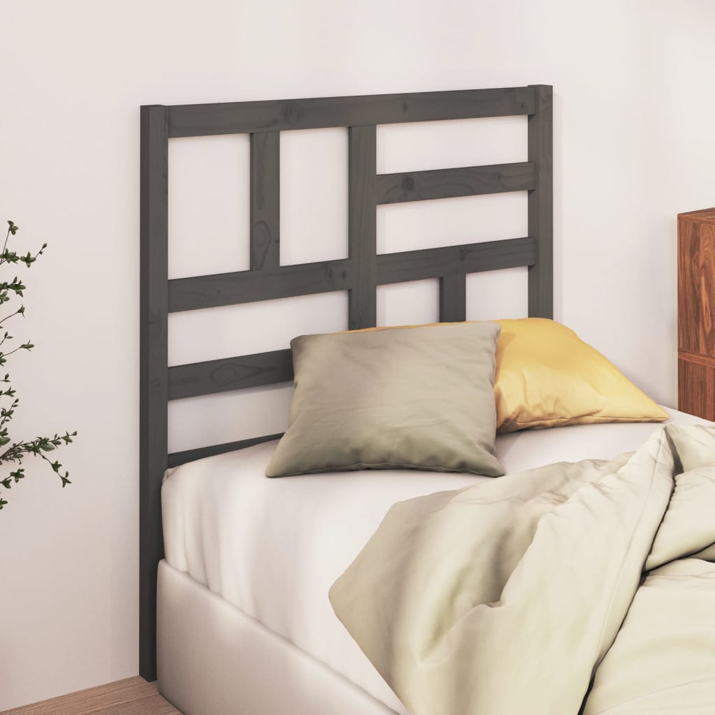 Bed Headboard Grey 106x4x104cm Solid Wood Pine