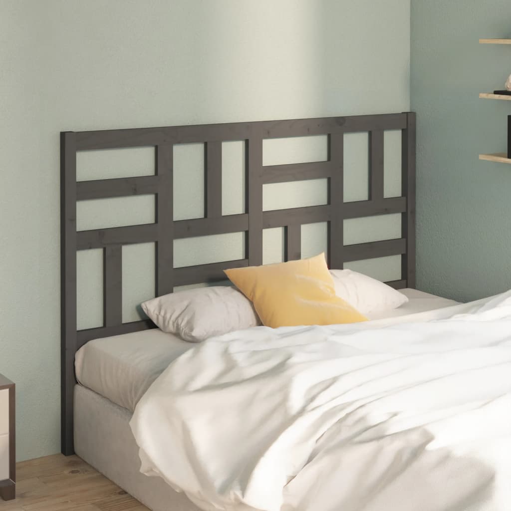 Bed Headboard Grey 126x4x104cm Solid Wood Pine