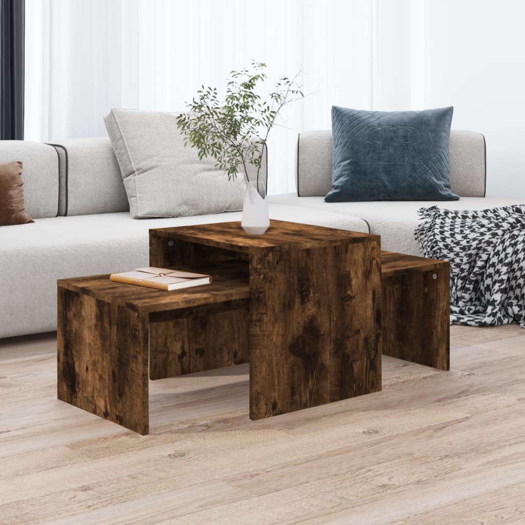Coffee Table Set Smoked Oak 100x48x40 cm Engineered Wood