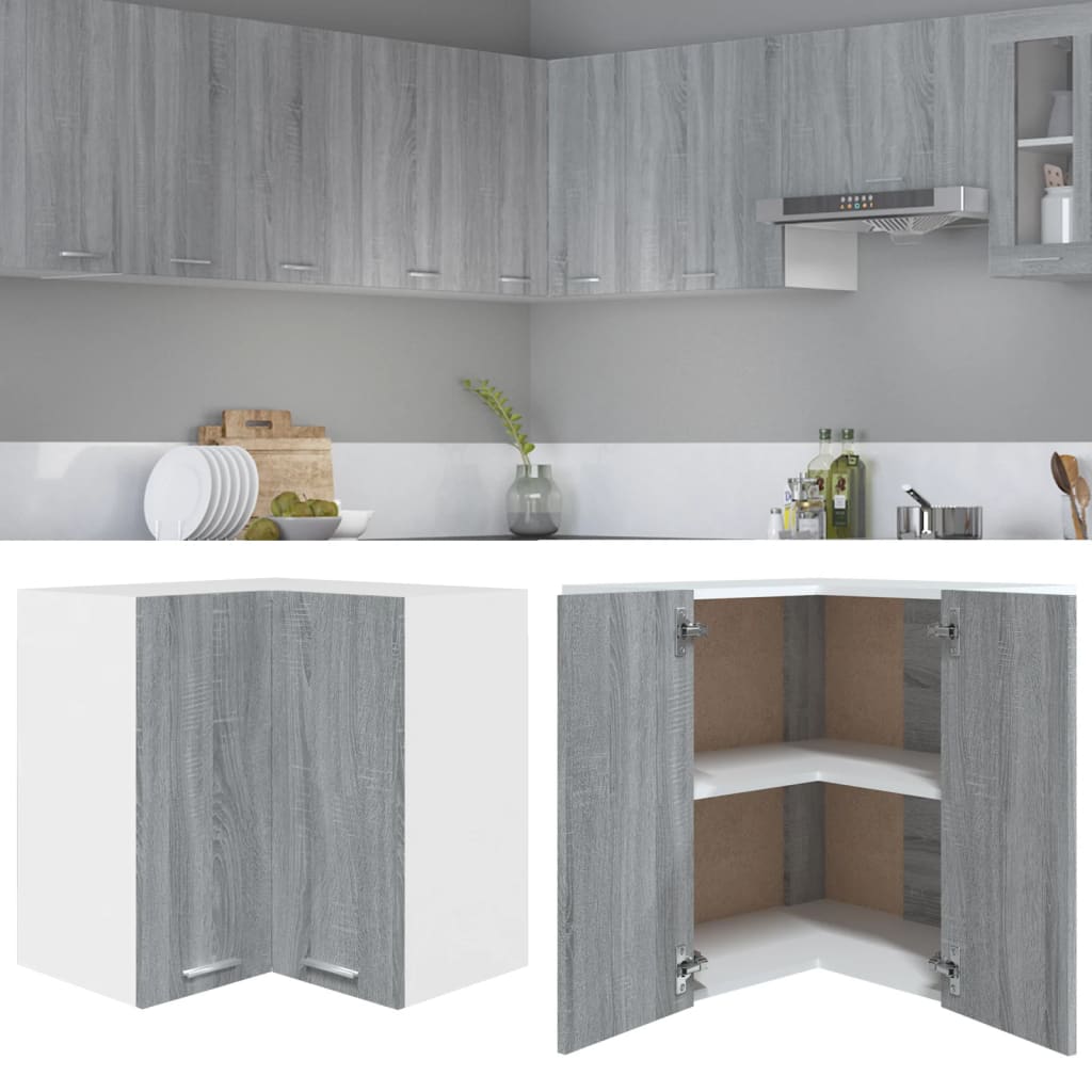 Hanging Corner Cabinet Grey Sonoma 57x57x60 cm Engineered Wood