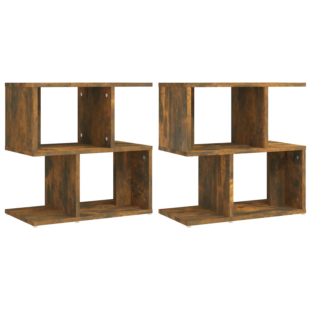Bedside Table - CLEVELAND 2 Piece Nightstand Smoked Oak 50cm