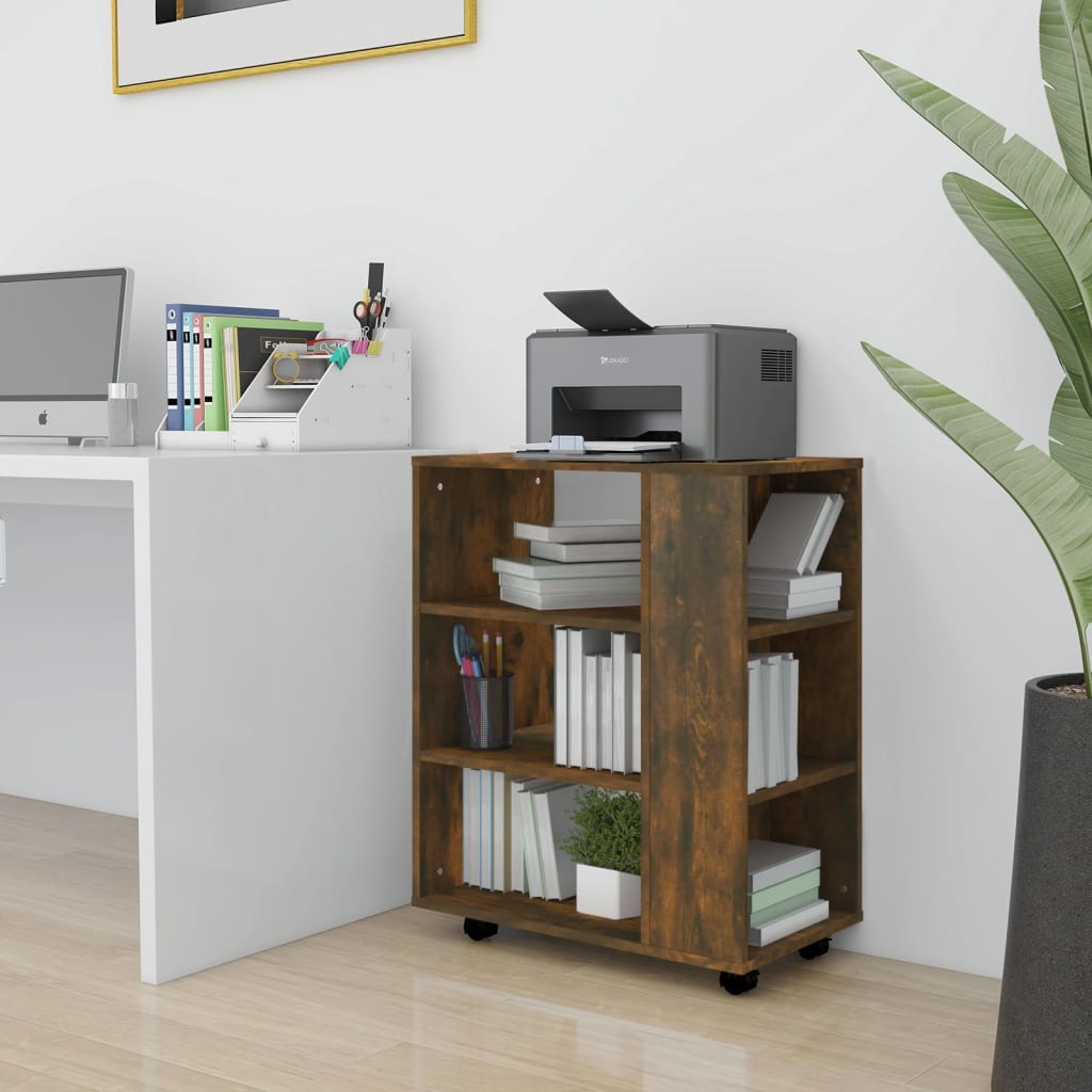 Rolling Cabinet Smoked Oak 60x35x75 cm Engineered Wood