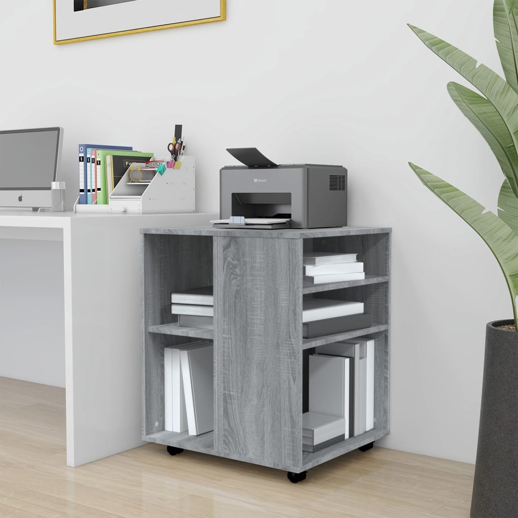 Rolling Cabinet Grey Sonoma 60x53x72 cm Engineered Wood