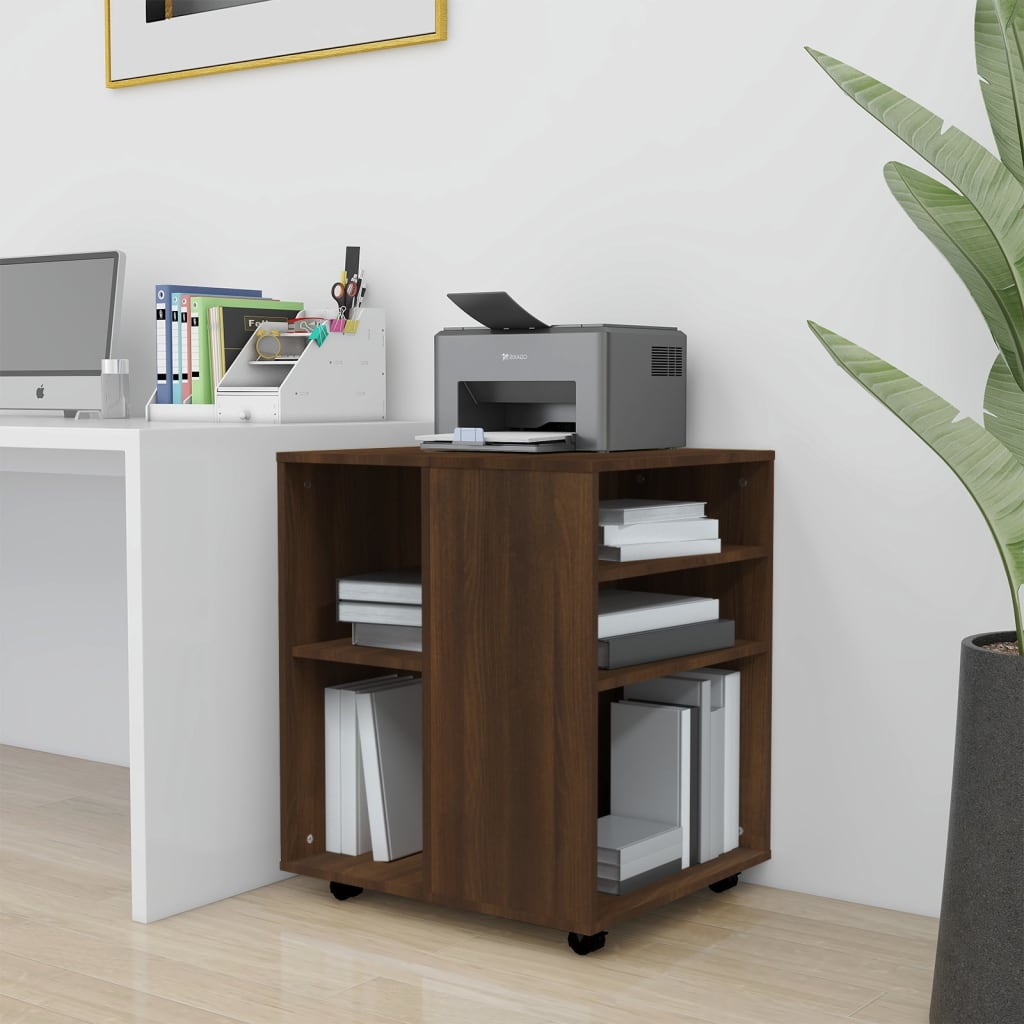 Rolling Cabinet Brown Oak 60x53x72 cm Engineered Wood