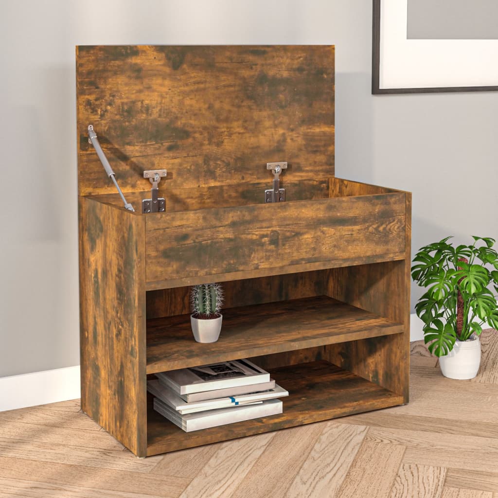 Shoe Bench Smoked Oak 60x30x45 cm Engineered Wood