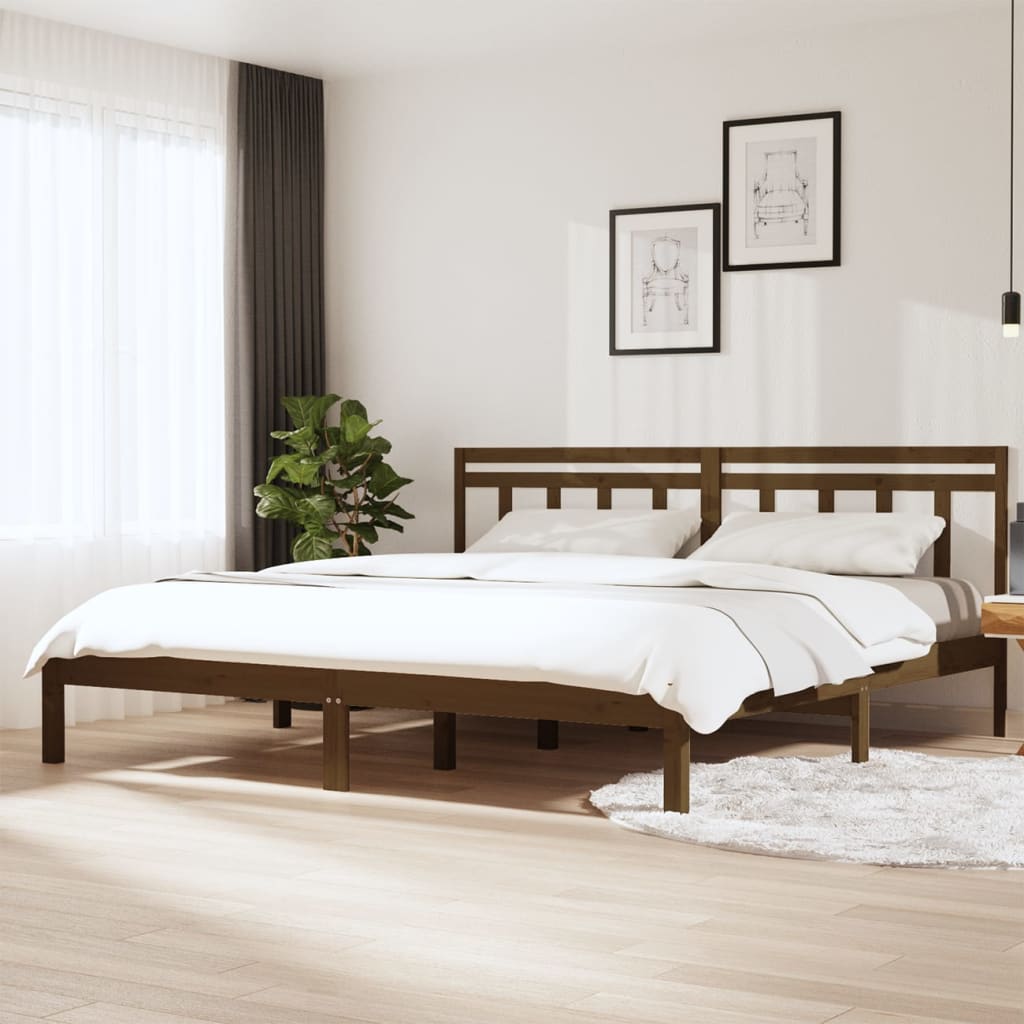 Bed Frame Honey Brown Solid Wood Pine 200x200 cm