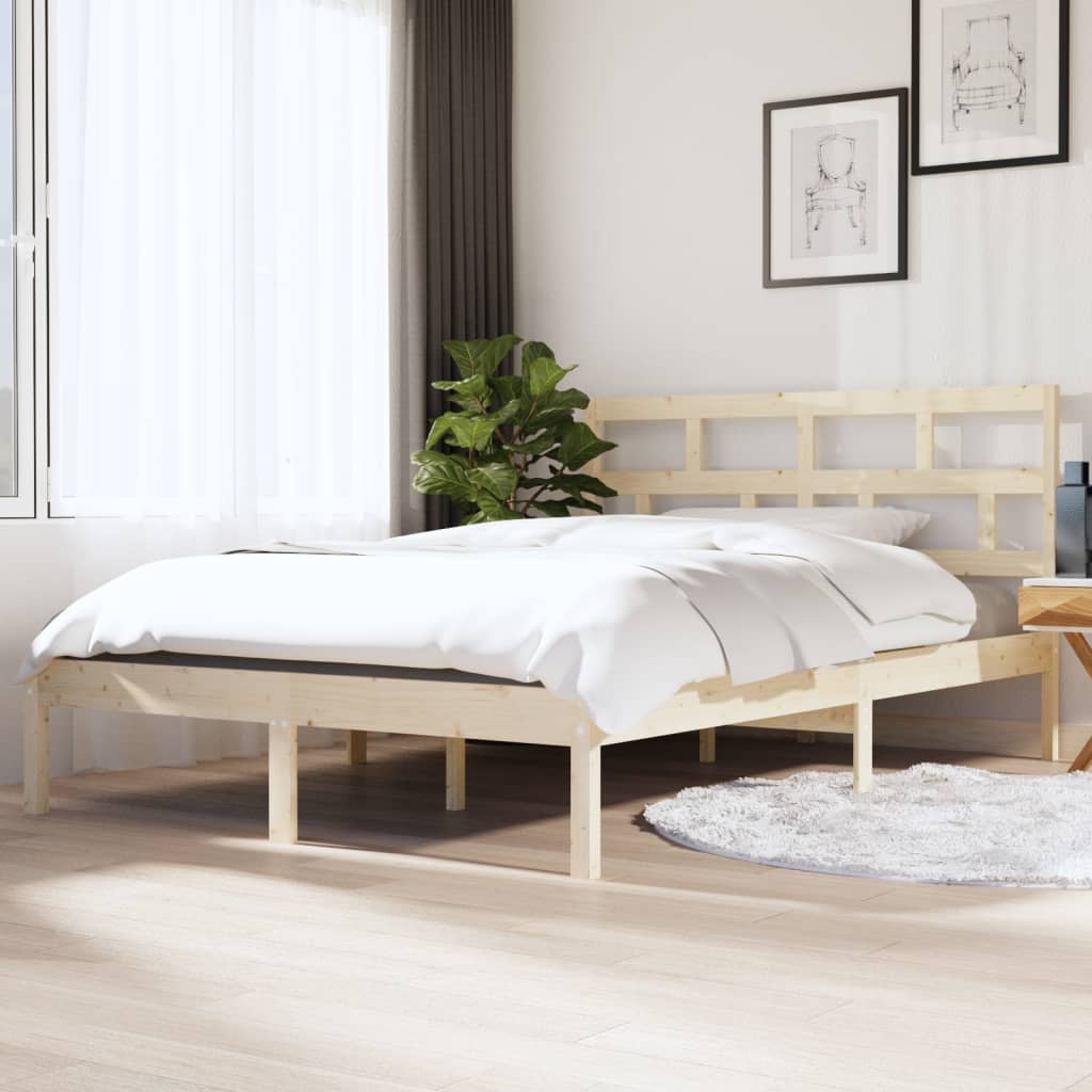 Bed Frame 135x190 cm Double Solid Wood