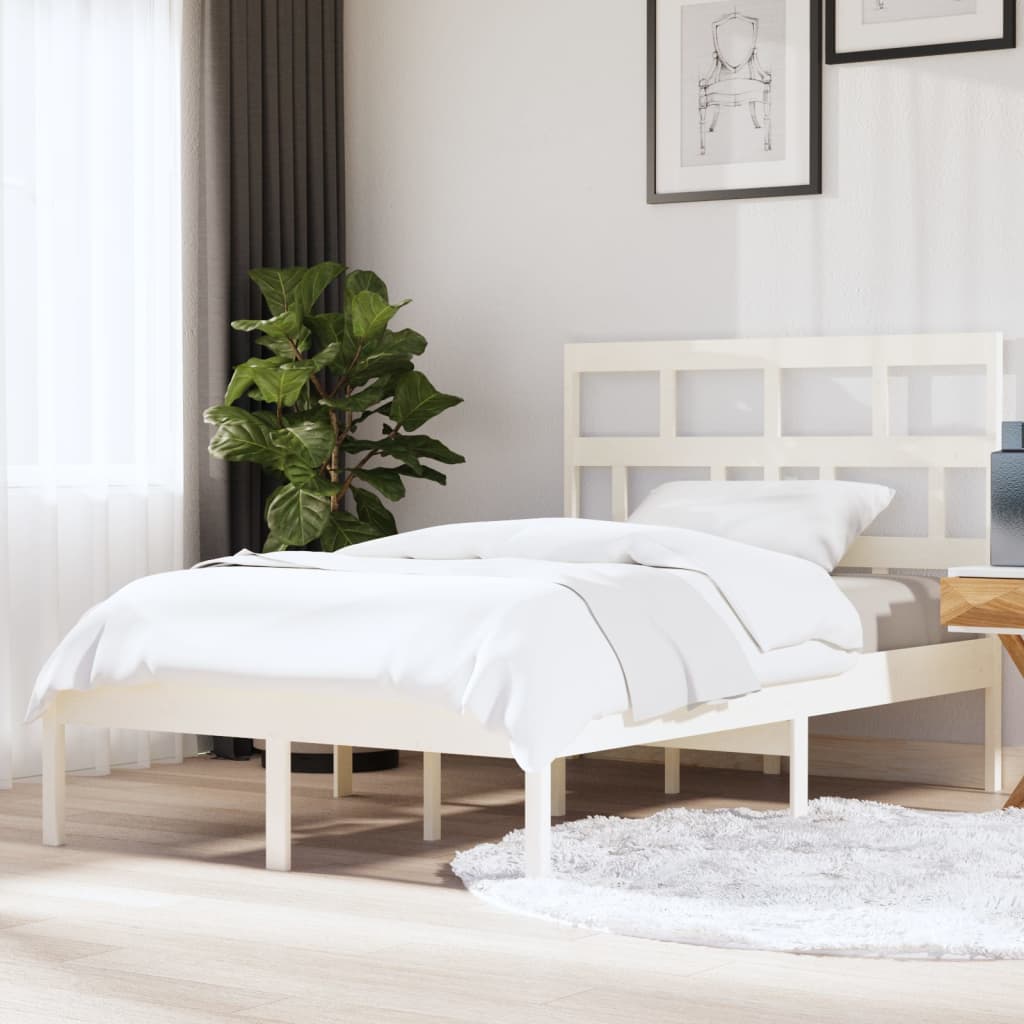 Bed Frame White Solid Wood Pine 140x200 cm