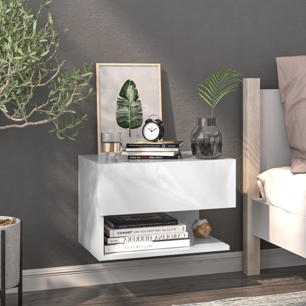 Bedside Table - Jemi Flo Nightstand White 46cm