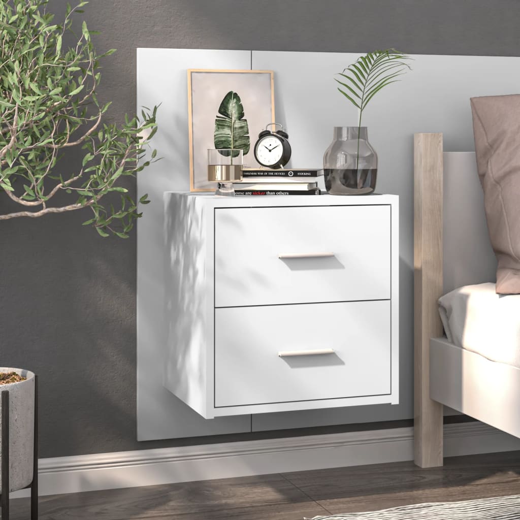 Bedside Table - Jemi Mac Nightstand High Gloss White 48.5cm