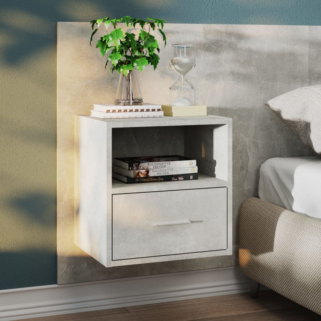 Bedside Table - Jemi Tyra Nightstand Concrete Grey 48.5cm