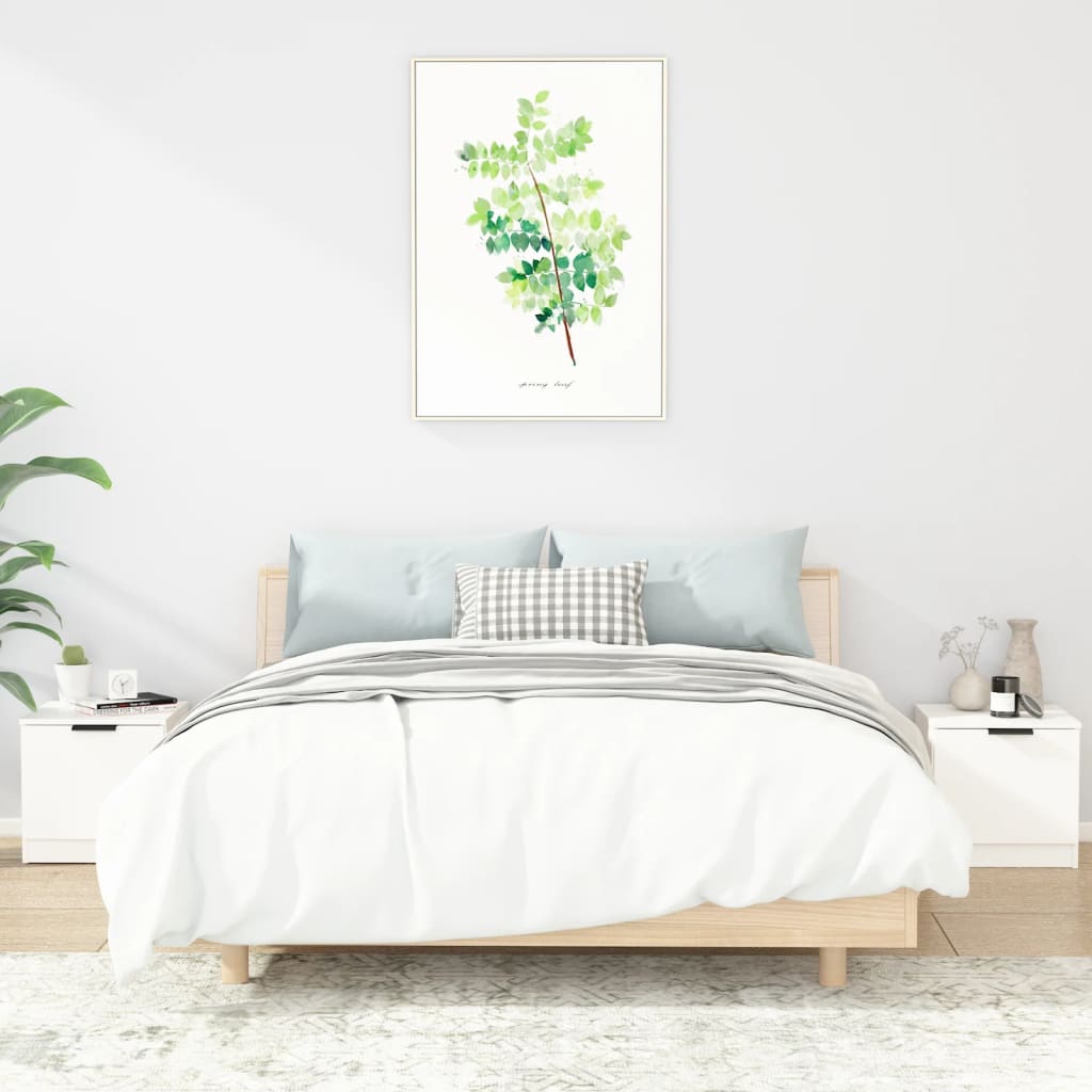Bedside Table - MESA 2 Piece Nightstand White 40cm