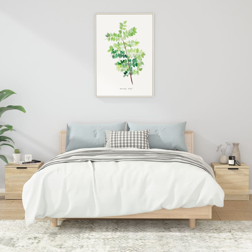 Bedside Table - MESA 2 Piece Nightstand Sonoma Oak 40cm