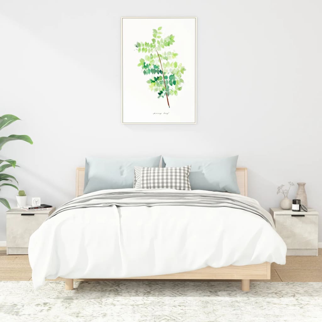 Bedside Table - MESA 2 Piece Nightstand Concrete Grey 40cm