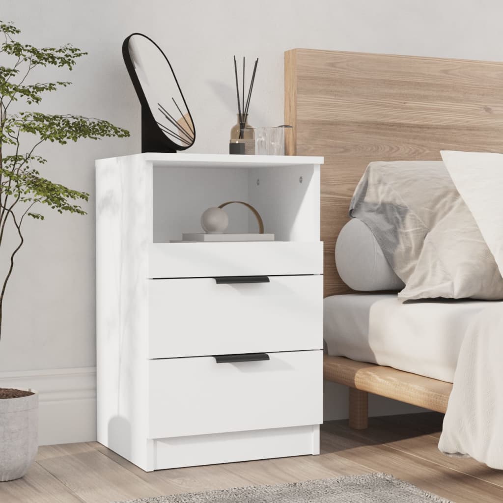 Bedside Table - LEONE Sid Nightstand White 40cm