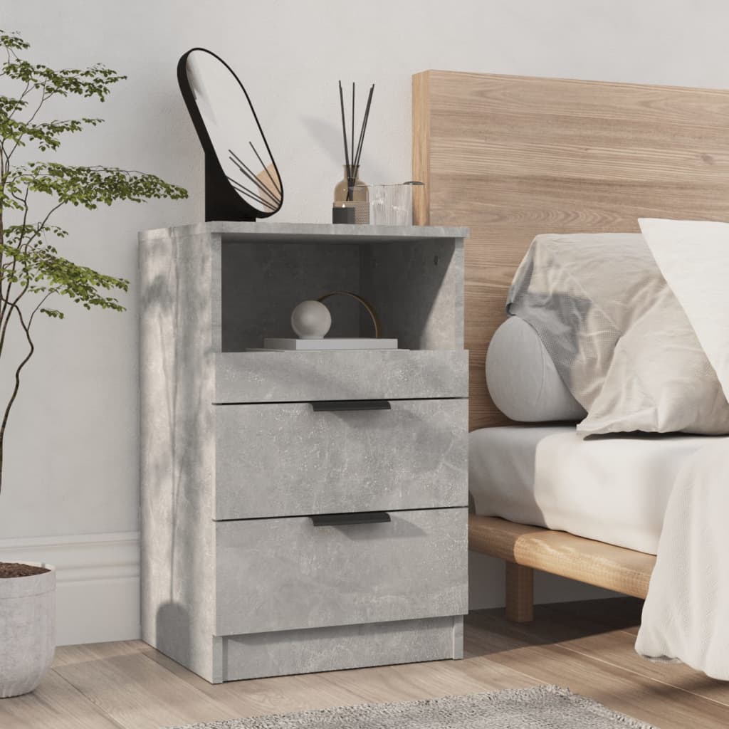 Bedside Table - LEONE Sid Nightstand Concrete Grey 36cm
