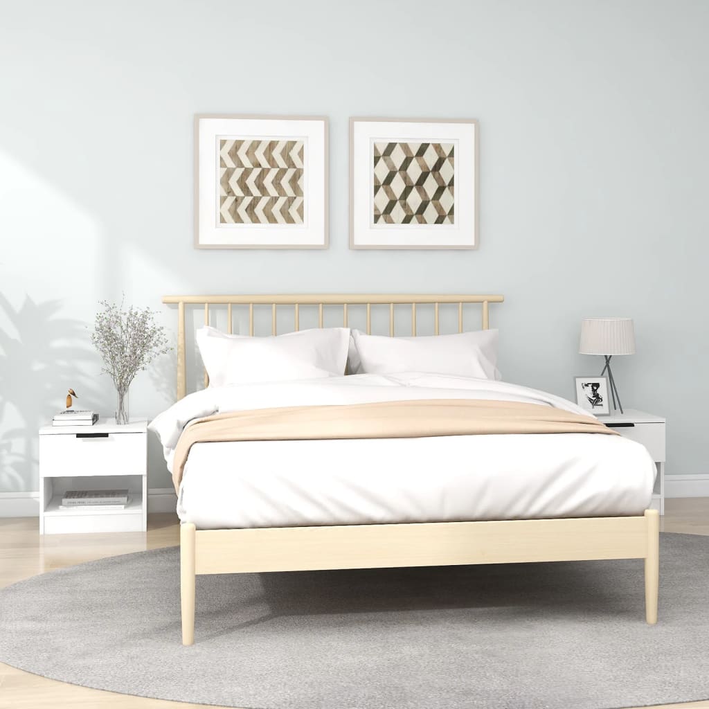 Bedside Table - LEONE Bea 2 Piece Nightstand White 40cm