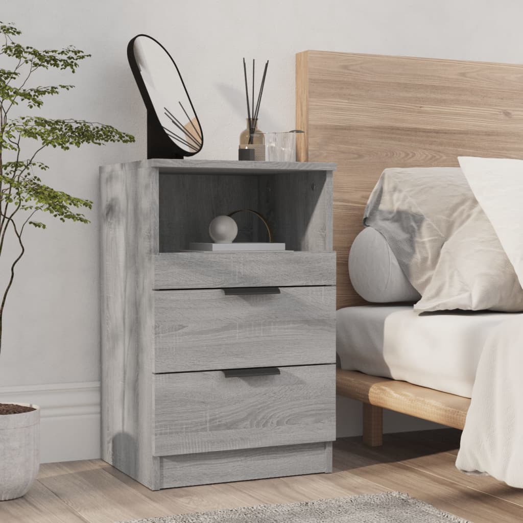 Bedside Table - LEONE Joe Nightstand Grey Sonoma 40cm