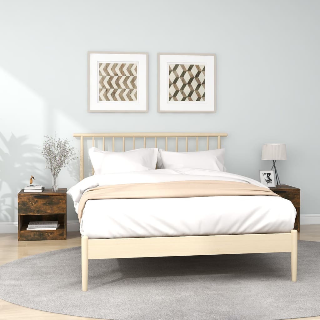 Bedside Table - LEONE Serifos 2 Piece Nightstand Smoked Oak 40cm