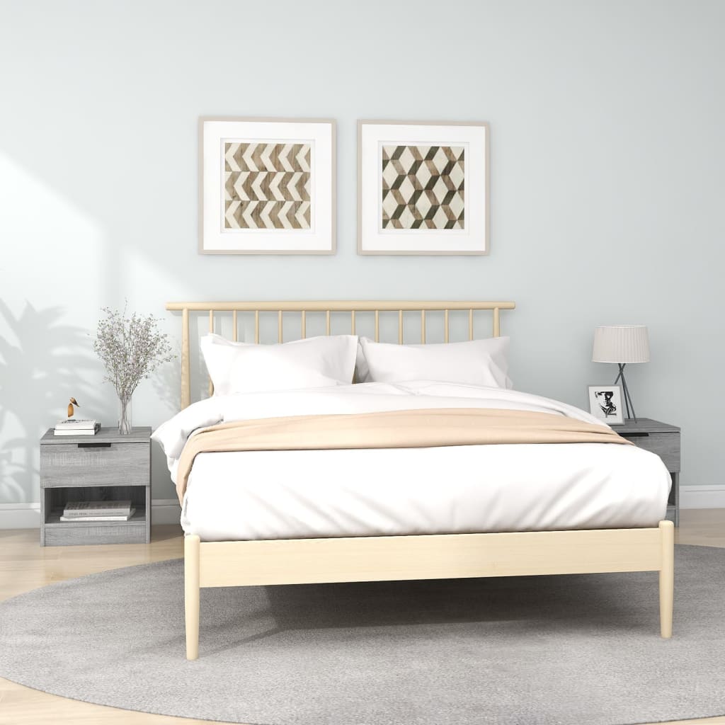Bedside Table - LEONE Joe 2 Piece Nightstand Grey Sonoma 40cm