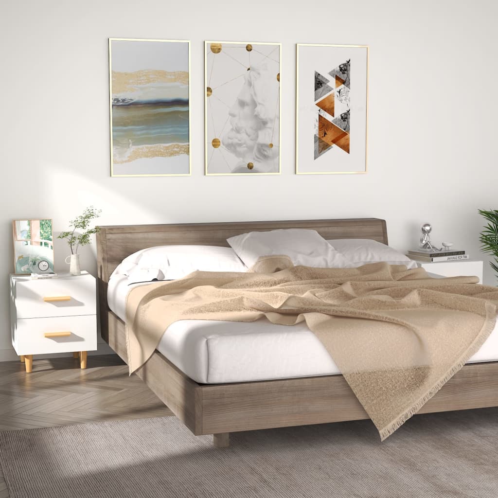 Bedside Table - ROCKFORD Dallas 2 Piece Nightstand White 40cm