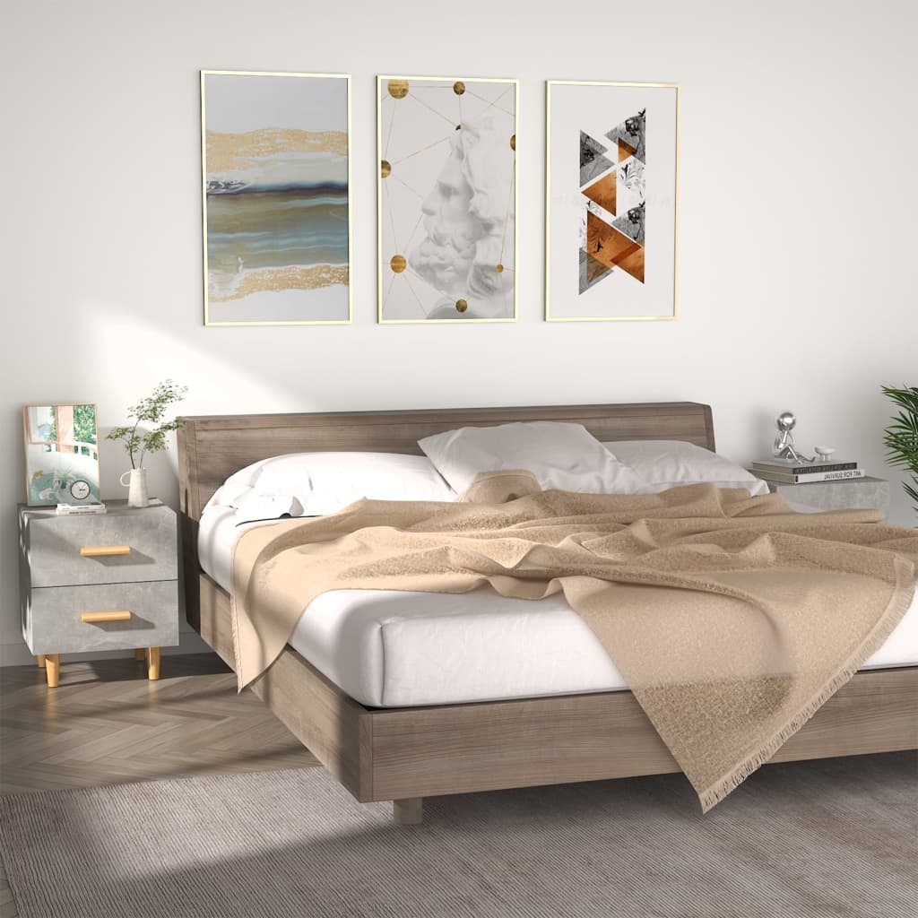 Bedside Table - ROCKFORD Dallas 2 Piece Nightstand Concrete Grey 40cm