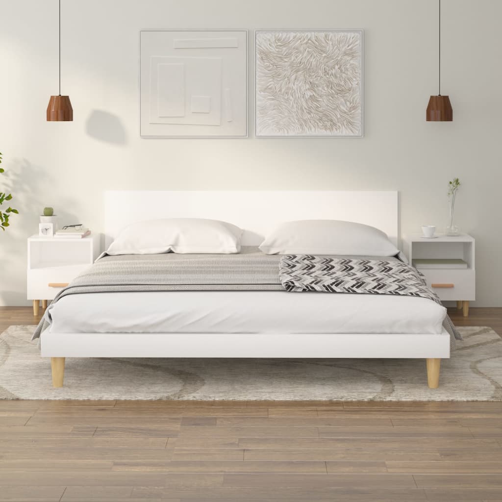 Bedside Table - ROCHESTER 2 Piece Nightstand White 40cm